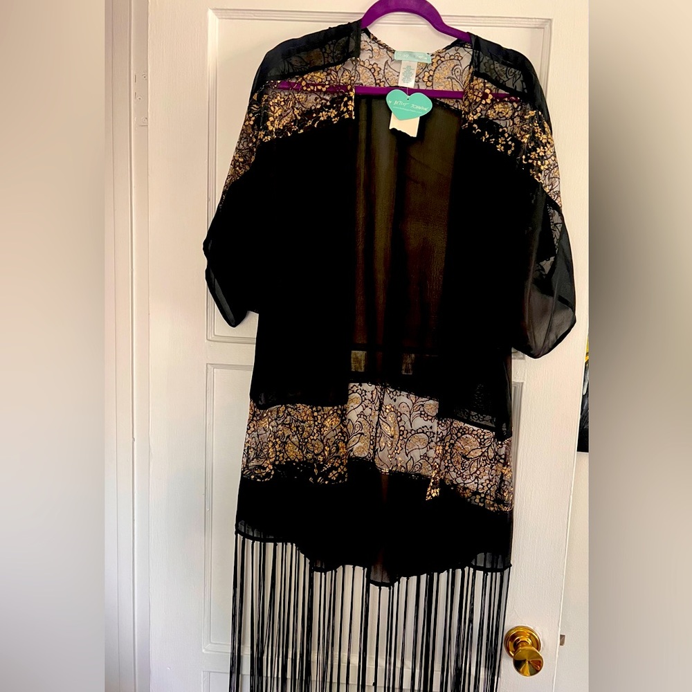 BNWT Betsy Johnson Black and Gold Kimono